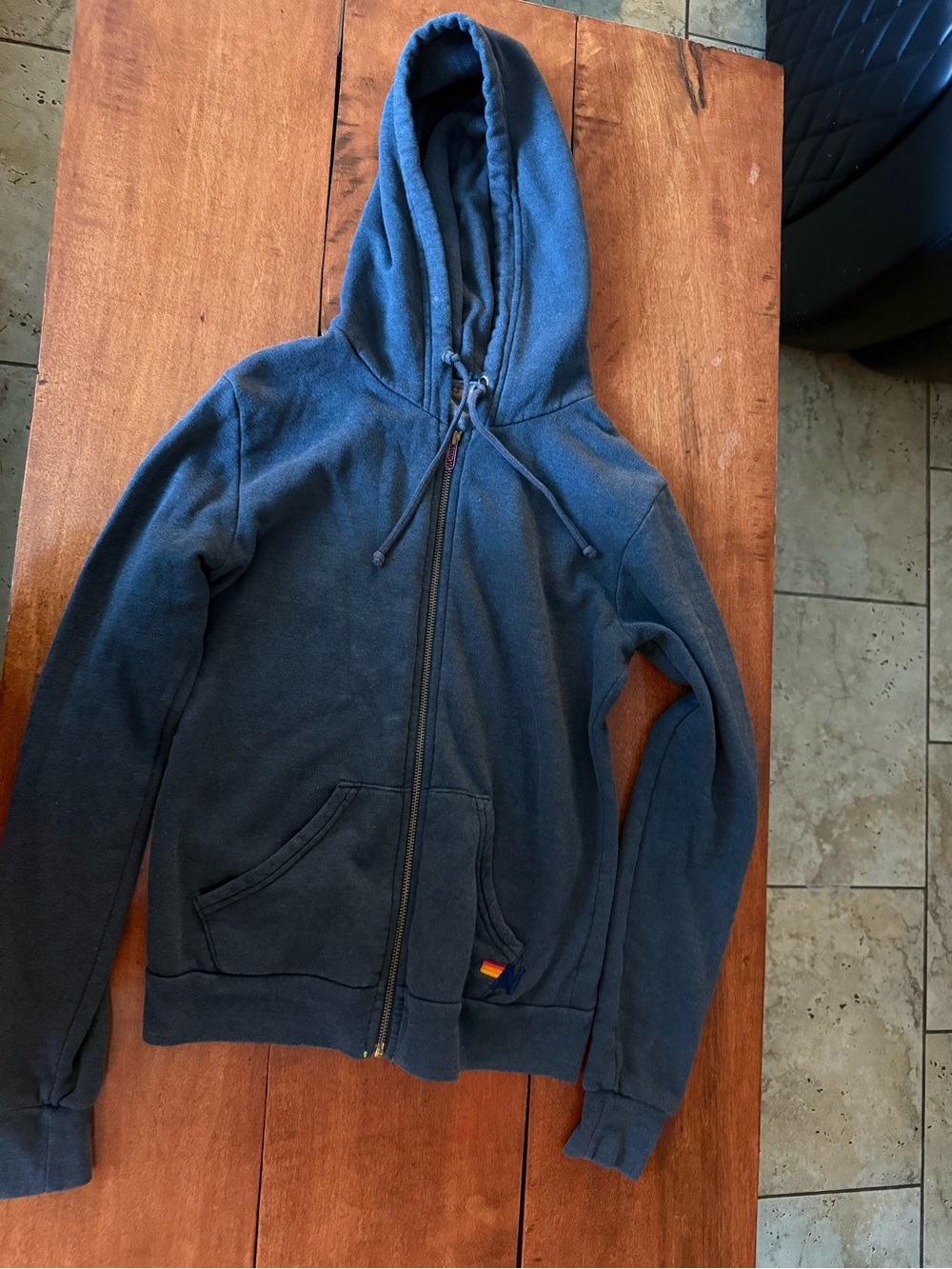 3 Aviator Nation zip Hooded Sweatshirts - Purple Pink Ombré / gray / red - Picture 7 of 9